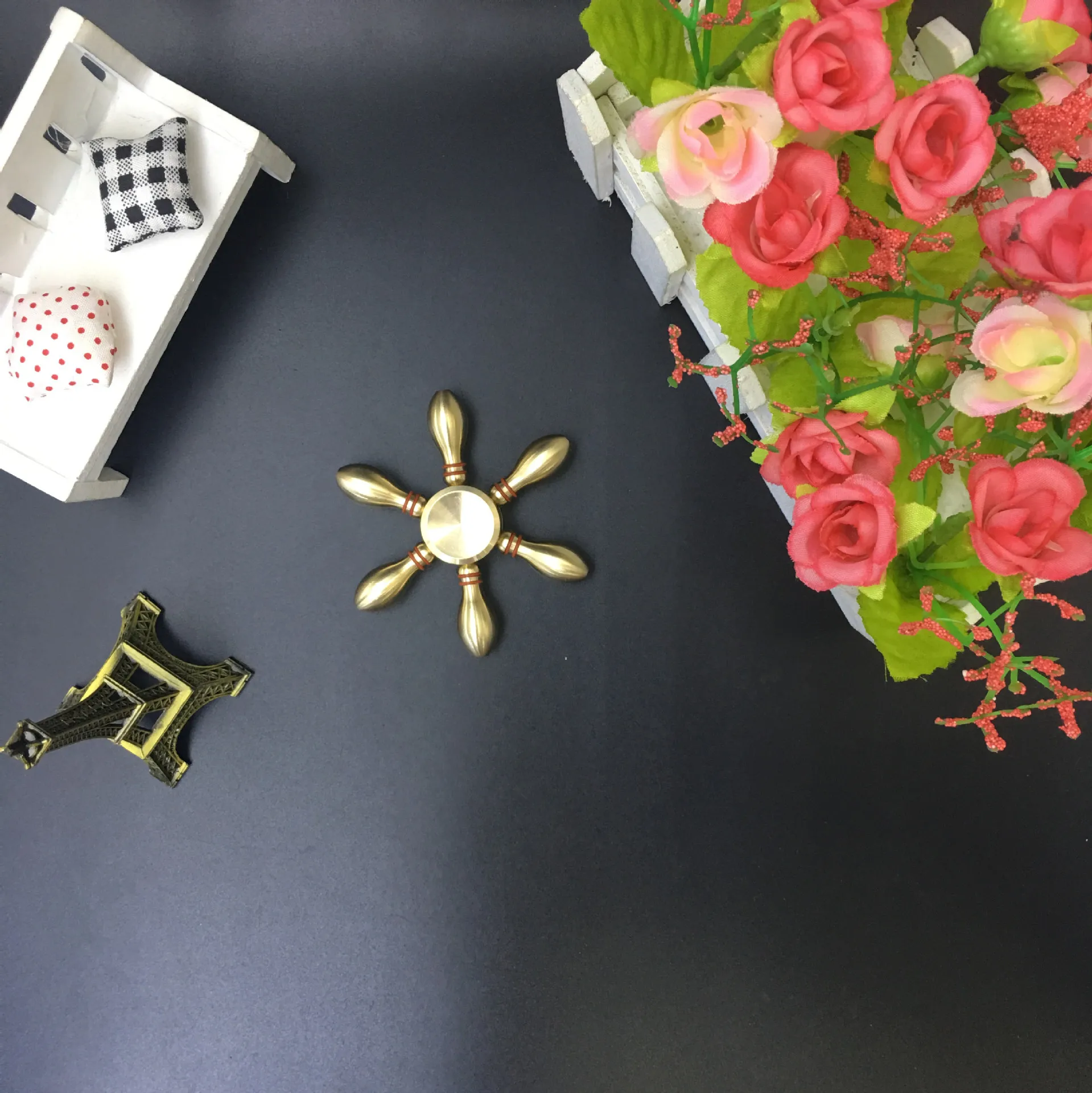 Fine Copper Series Bullets Six-Arm Jingang Adult Decompression Superhuman Toy Colorful Finger Fingertip EDC Spinner