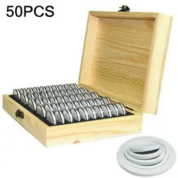 

50Pcs Capsules HOT Selling Functional Solid Round Wooden Coins Display Storage Box Case for Collectible Coin Storage Box