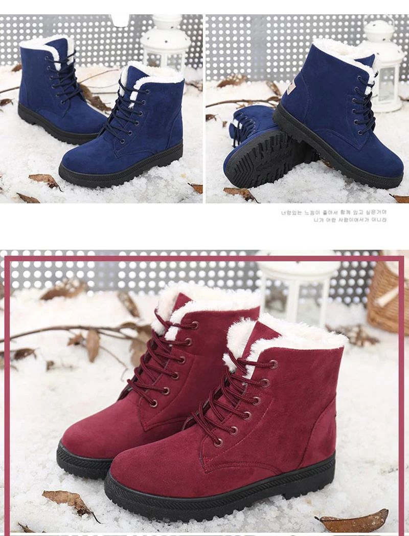Женская зимняя обувь; зимние сапоги на каблуке; женские ботинки; большие размеры; Зимние ботильоны; botas Mujer; теплая женская обувь с плюшевой стелькой