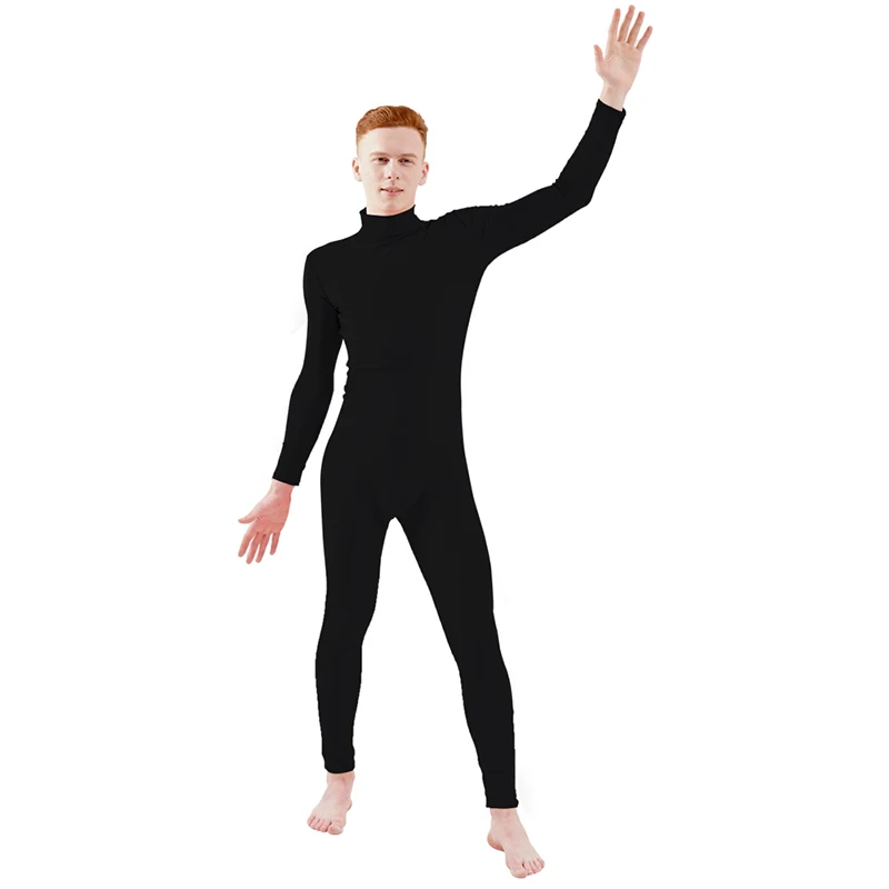 Kepblom Unisex Turtleneck Costume Unitard Spandex Long Sleeve Footed Bodysuit Zentai Suit 