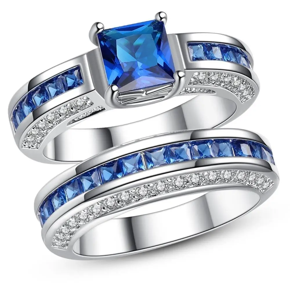 2 PCS/Set Series ! Trendy Milangirl White Crystal Round Ring Set For Women Girls Wedding Engagement Party Fashion Jewelry 5