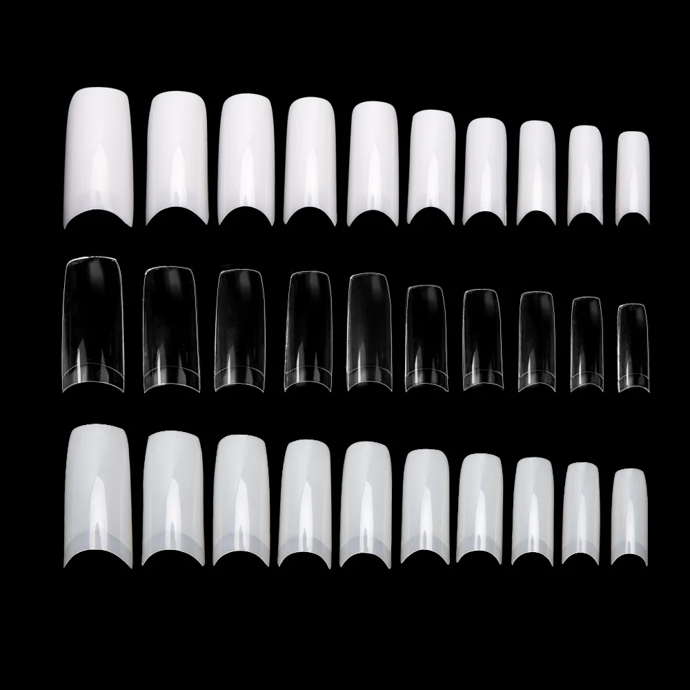 100 шт, прозрачные французские накладные ногти, акриловые накладные ногти, полностью покрытые половинным покрытием, лак для ногтей, маникюрные инструменты для ногтей