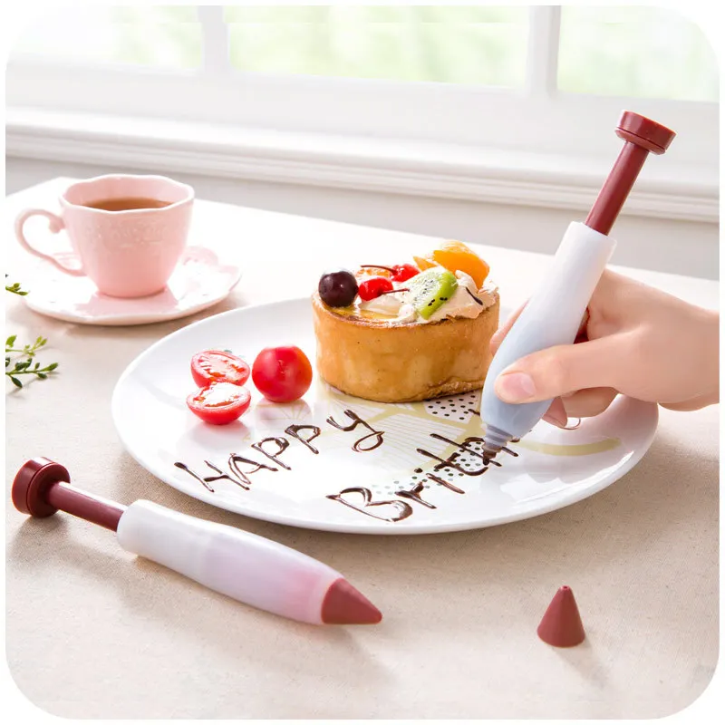 Cake Tools Dessert Decorators Pastry Cream Chocolate Decorating Syringe Silicone Paint Pen Cookie Ice Pens | Дом и сад