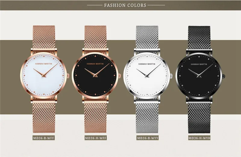 Hannah Martin Топ бренд модные роскошные серебряные женские часы ультра-тонкие наручные часы Reloj Mujer zegarek damski часы