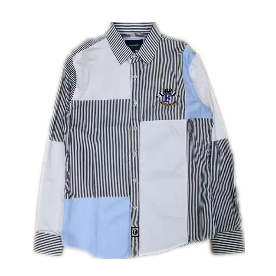 Рубашка с вышивкой, camisa masculina, мужские рубашки с длинным рукавом, хлопок, Social hombre eden park faconnable Сорочки мужские - Цвет: 7