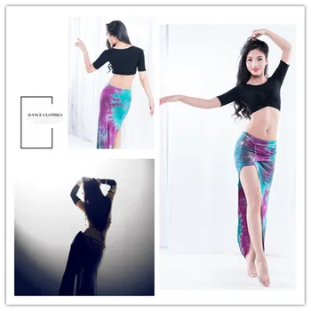 

Sexy Circular Collar Of The Top or Long Skirt Dancer Practice belly clothing For women Belly Dancing custome free shipping