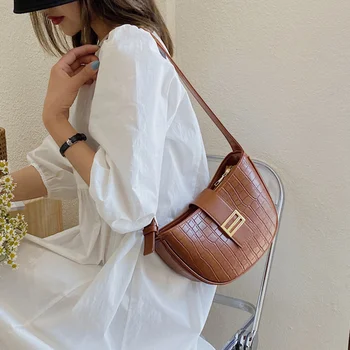 

Casual Female Bag 2020 New Stone Pattern Embossed Shoulder Mobile Phone Bag Simple Wild Diagonal Bag Girl Brown