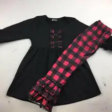 RTS/желтая одежда с оборками и цветочным принтом для девочек; осенняя одежда для младенцев и малышей