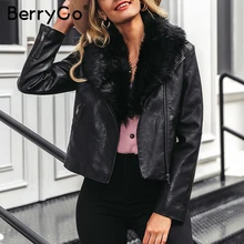 BerryGo, осенне-зимние теплые женские меховые куртки, съемный воротник, искусственный мех, кожаное пальто, женская толстая верхняя одежда на молнии, женские пальто
