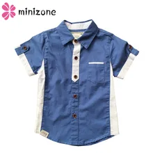 Новые летние шорты с длинными рукавами однотонная белого и синего цвета рубашка для мальчиков Одежда для студентов модная обувь из ткани "Оксфорд", хлопковая детская топ, футболка для мальчиков и девочек 8