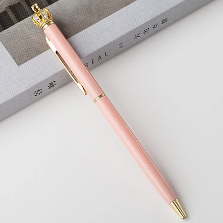 Роскошная корона Новинка, со стразом роллер, шариковая ручка красивого письма школьные аксессуар прохладный черный офисный продвижение персонализированный пользовательский логотип - Цвет: deep pink 1pcs