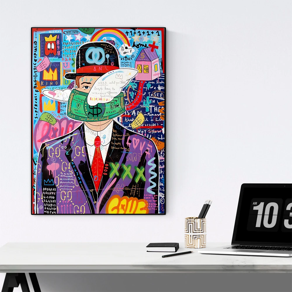 

Rene Magritte's son graffiti art print poster