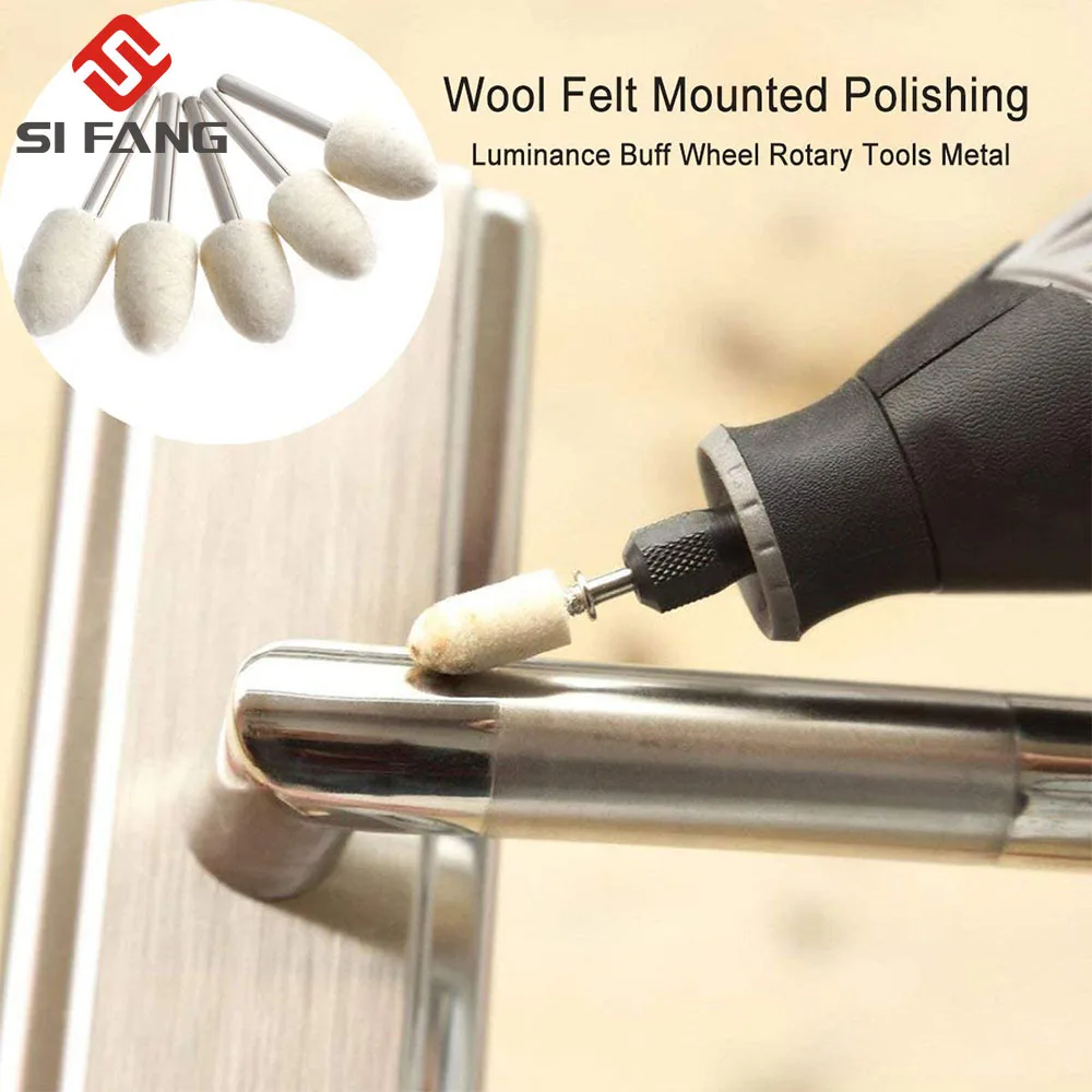 3 mm Schaft Wollfilz montiert Polieren Polierscheibe Außendurchmesser 3–20 mm Schleifkopf für Dremel Bohrer Drehwerkzeug 10 Stück – Detail 5