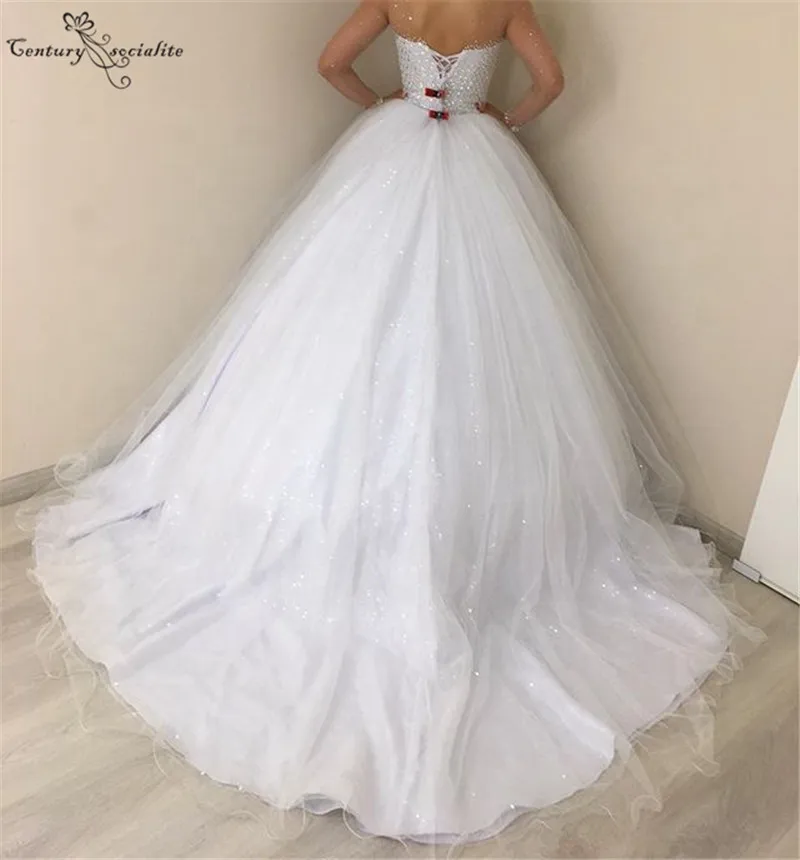 Vestido De Noiva Блестящие Свадебные платья с длинными рукавами, расшитые бисером и блестками, корсет сзади размера плюс, свадебные платья, платье невесты, Robe De Mariee