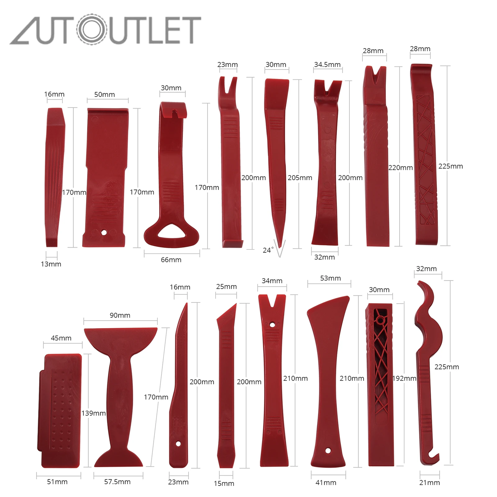 

AUTOUTLET 16PCS Car Trim Removal Tool Kit Set Car Panel Door Audio Trim Removal Tools Auto Interior Clip Pliers Fastener Remover