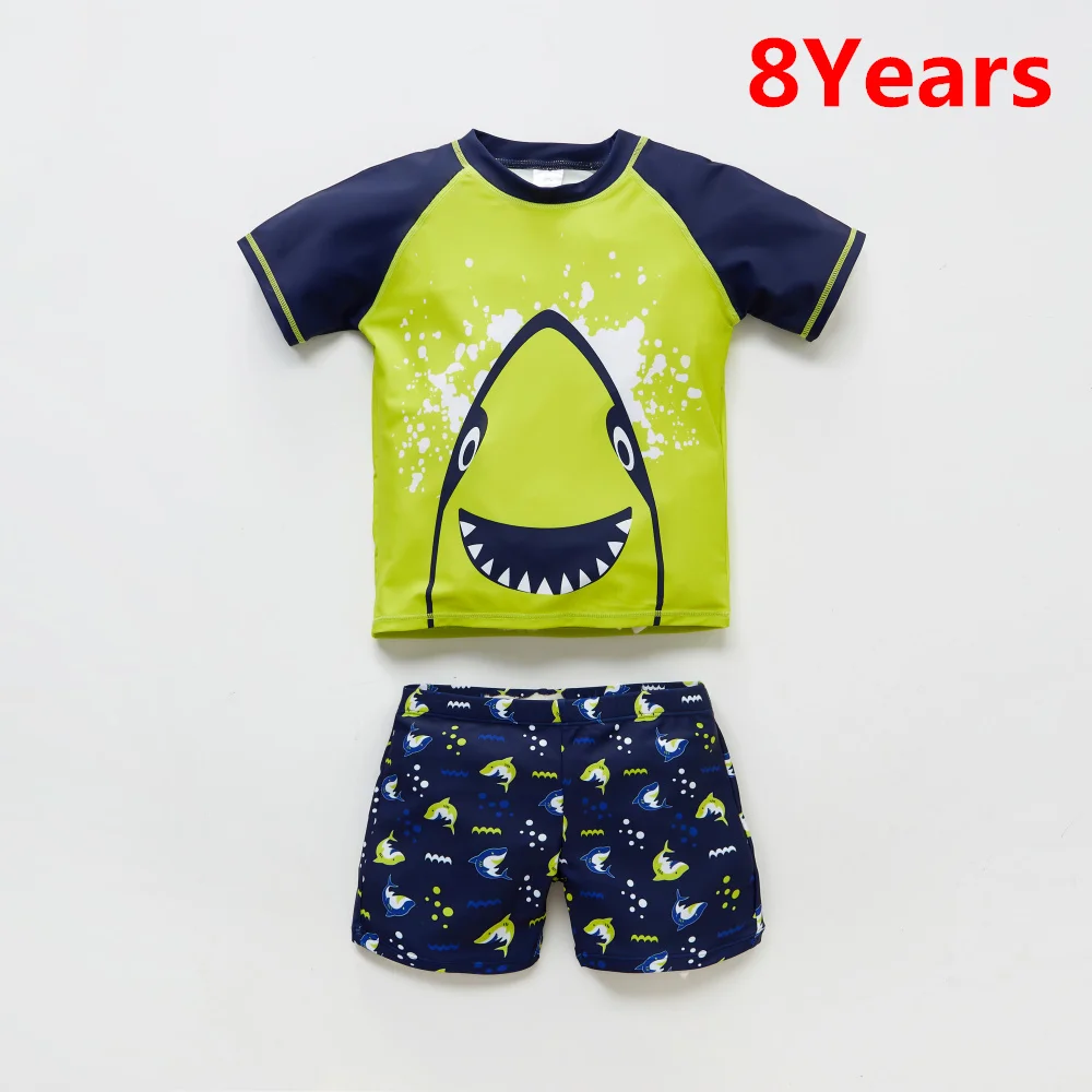 8Years Kavkas/детская одежда для плавания для мальчиков; купальный костюм для маленьких мальчиков с принтом акулы и животных; пляжная одежда; детский купальный костюм с рисунком рыбы - Цвет: 8Years