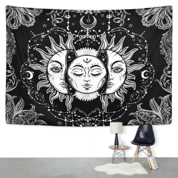

Wall Mount Square Beach Blanket Retro Beach Mat Sun Tapestry Black Tablecloth Bed Cover Hanging Ornament Family Art Home Decor