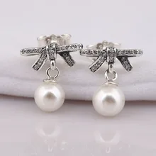 Серьги из стерлингового серебра S925 пробы, изящные серьги-гвоздики с белым жемчугом и кристаллами для женщин, свадебный подарок, Женские Ювелирные изделия