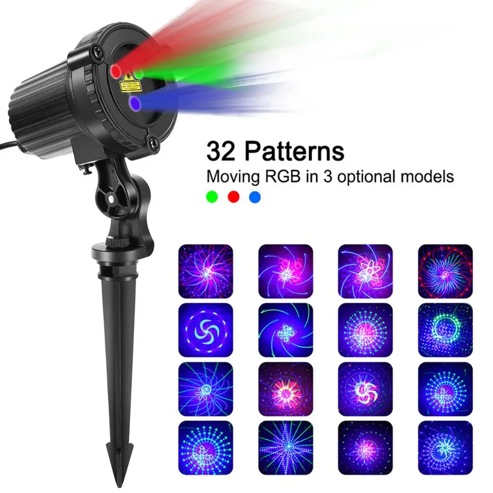 Рождественский лазерный проектор 32 RGB наружный садовый водонепроницаемый для