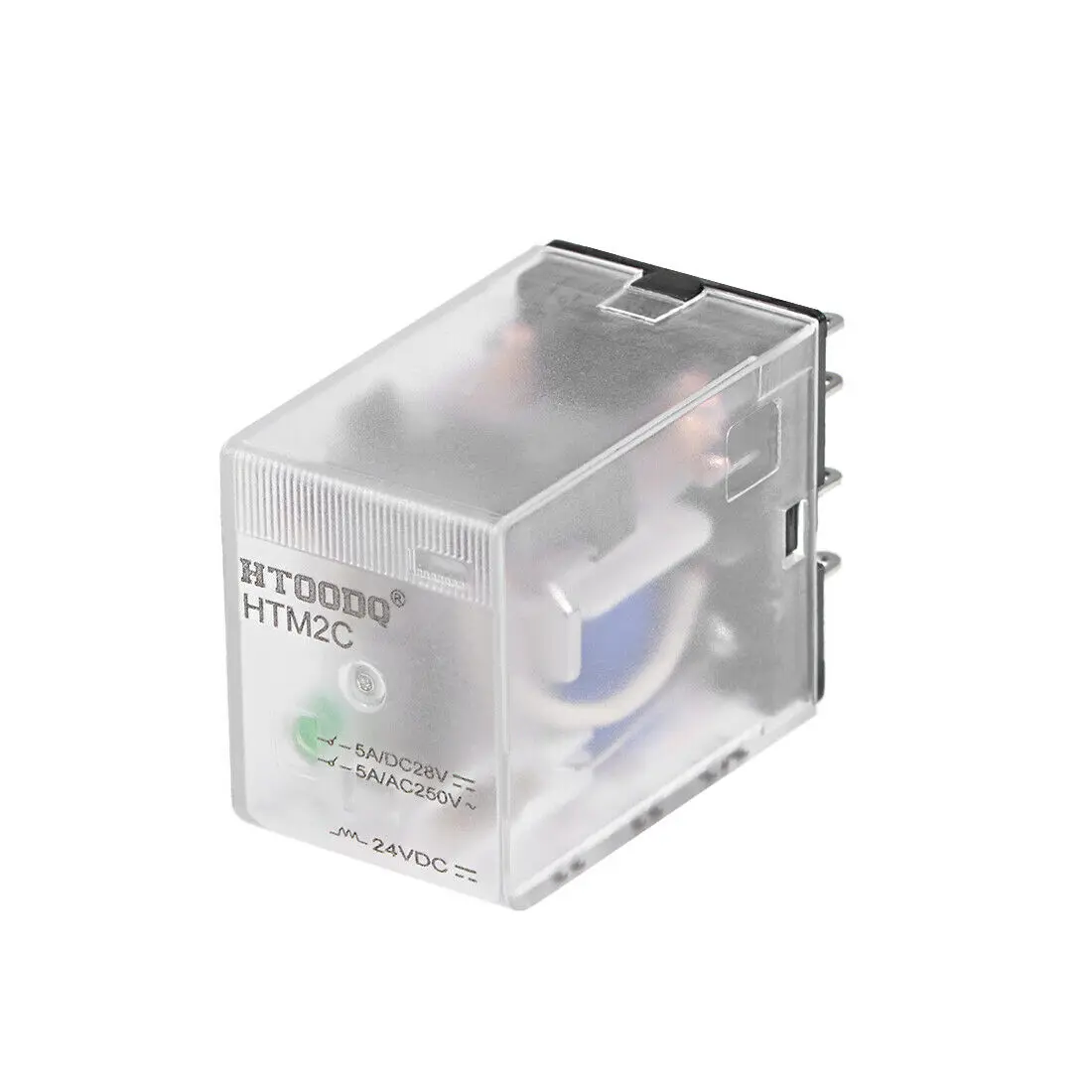 DC24V катушка 8Pin прозрачный пластиковый чехол реле питания зеленый индикатор светильник HTM2C 5 шт