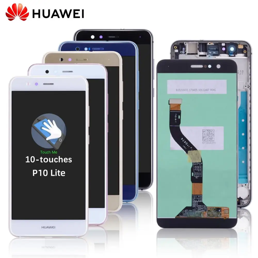 Цена исплей для HUAWEI P10 Lite Display font b LCD b font в сборе с тачскрином на рамке Оригинал 5.2 черный синий белый золото порошок Nova Lite lx1 lx2 WAS LX1