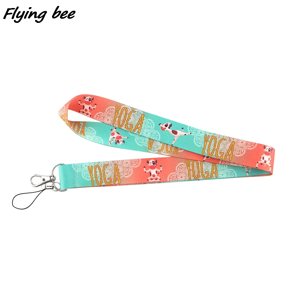 Flyingbee Yoga Cow Cute Creative Lanyard Badge ID Lanyards Phone Rope Key Lanyard Neck Straps Accessories X1262 cute flower little daisy lanyard neck strap for key id card cell phone straps badge holder diy hanging rope neckband accessories