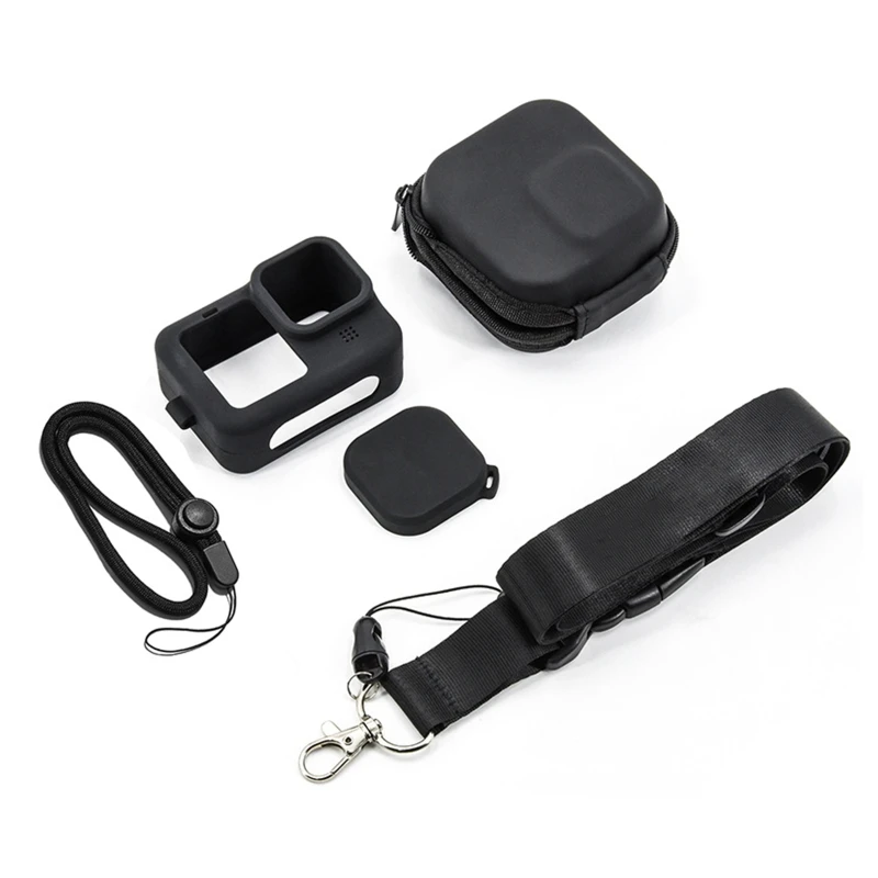 

Silicone Protective Case Full Cover Shell with Lanyard for -Gopro Hero 9 Black WXTB