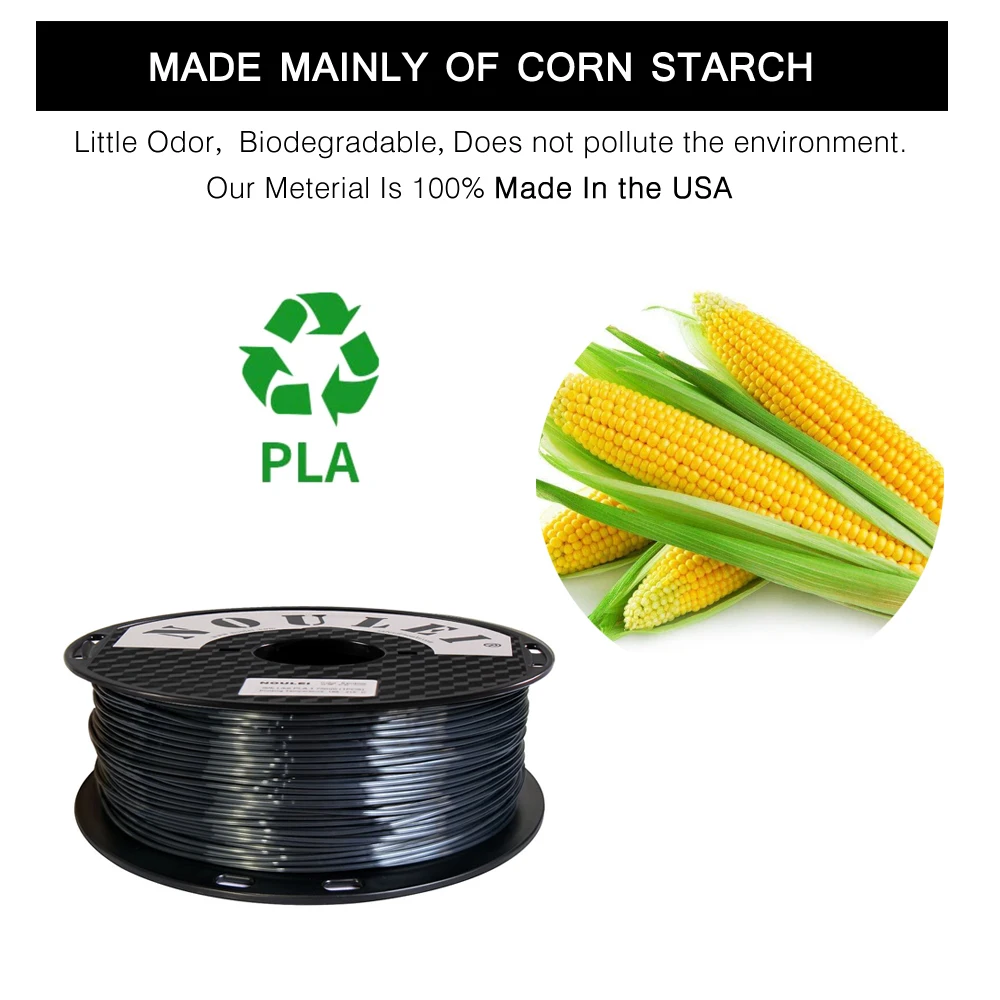 24 3 3D Printer Filament 1.75mm SILK PLA shiny BLACK