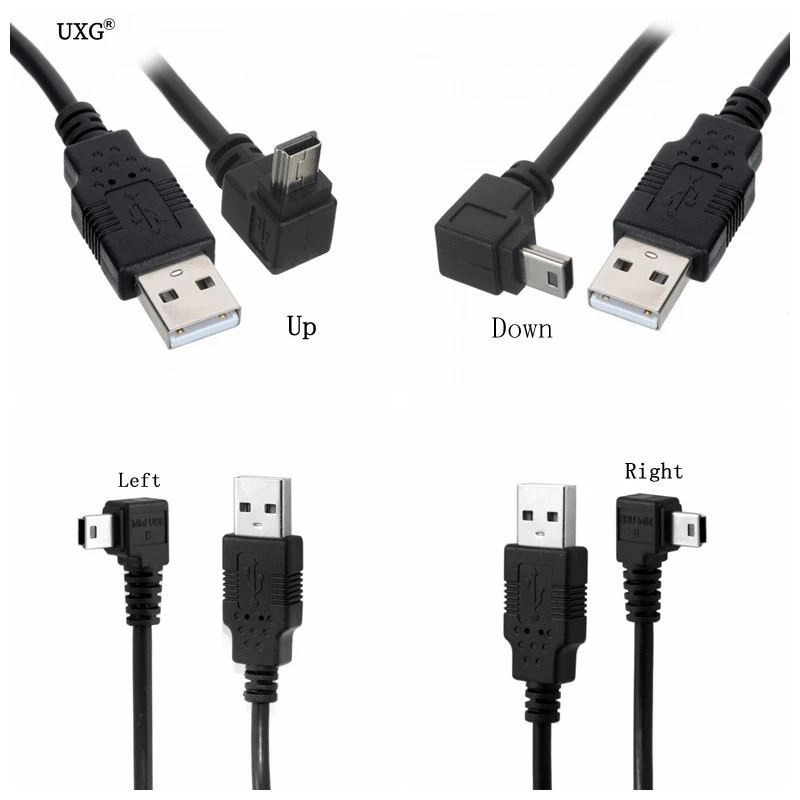

Mini USB B Type 5pin Male UP Down Left Right Angled 90 Degree to USB 2.0 Male Data Cable 0.25m 0.5m 1.8m 5m