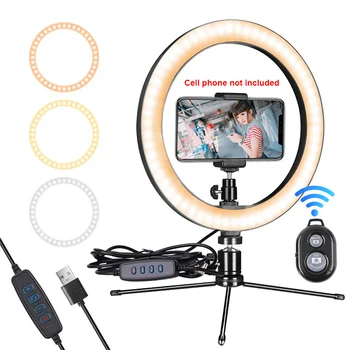 

10inch Phone Holder For Selfie Makeup Portable With Tripod Universal Video Photography Dimmable Filling Studio LED Ring Light