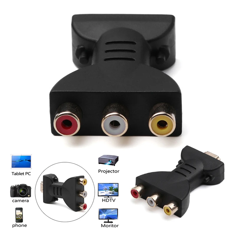 Newly High Quality HDMI-compatible To 3 RCA Audio Adapter To Vga Connector Vga Splitter for HDTV DVD Projector