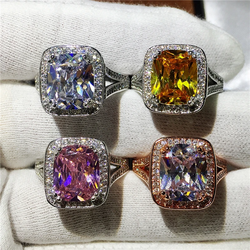 4 вида цветов роскошный 8ct 5A циркониевый камень белое золото обручальное кольцо