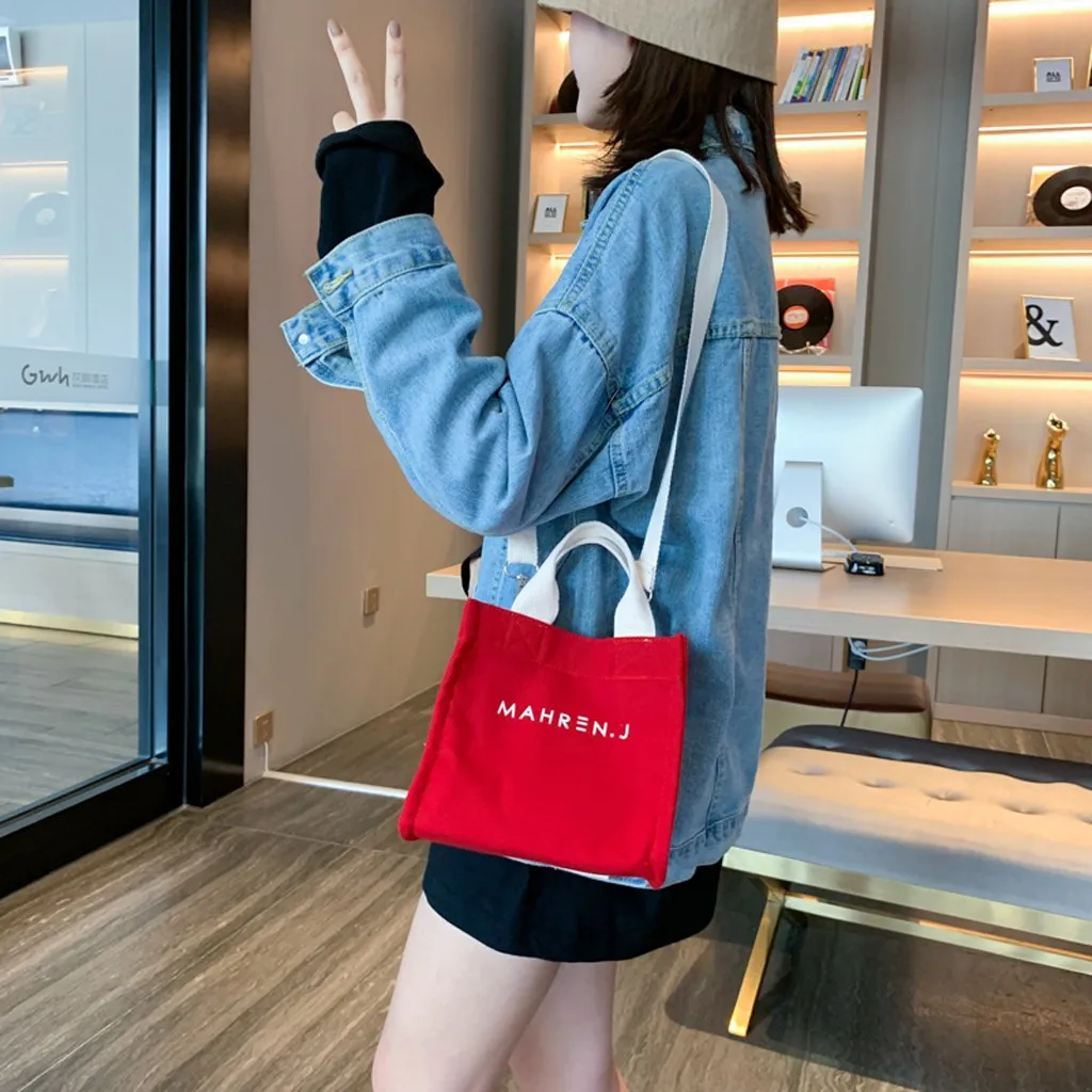 

Women’s Solid Messenger Bag Color Simple Style Canvas Shoulder Bag Crossbody Bags Large Capacity Ladies Shopping Bag Bolsa
