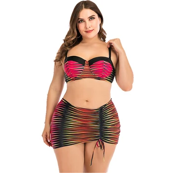 

Ladies Swimsuit Plus Size Bikini Set Sexy High Waist 4XL Plus Size Swimsuit Women Retro Print Push-up Bikini Beach Wear 100kg