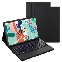 Étui DE clavier rétroéclairé 7 couleurs pour Samsung Galaxy Tab S7 FE 12.4 pouces, disposition DE clavier Bluetooth DE/UK/US