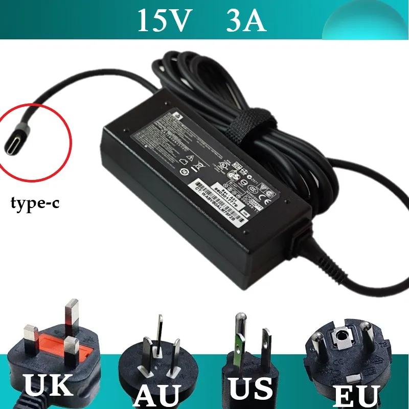 15V 3A Тип C оригинал для HP TPN CA02 814838 002 CA01 HQ TRE USB C|Адаптеры ноутбуков| |