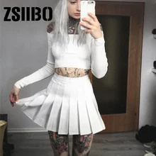 Женская юбка в стиле панк, черная, с высокой талией, шикарная, прошитая, юбки, летние, плиссированные, для женщин, милые, для девушек, юбка для танцев, одежда, para, новинка