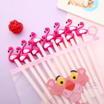 

12pcs Flamingo Pen Cartoon Creative Cool Writing Gel Ink Pens Cute Swan Kawaii Gift School Stationery Office Supplies Pink
