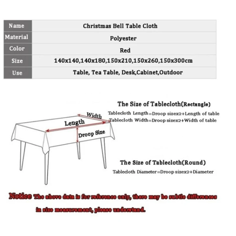 Скатерть, Рождественская, водонепроницаемая, маслостойкая, прямоугольная, большой колокольчик, лось, 3D печать, покрытие для обеденного стола, чайная скатерть, украшение дома