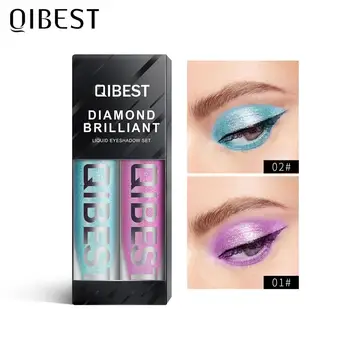 

QIBEST Liquid Glitter Eyeshadow Stick Two Pack Eyeshadow Makeup Matte Metallic Diamond Pigment Facial Cosmetic Shimmer Eyeshadow