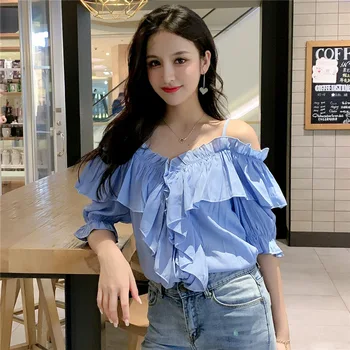 

Women's solid color casual off-shoulder L-neck cotton T-shirt red