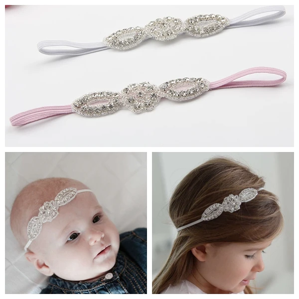 

Yundfly Vintage White Rhinestone Headband with Thin Band Baby Girls Hairband Hair Accessories Photo Props