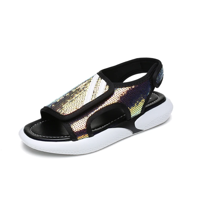 

Women Summer Sequin Sandals 2019 New Elastic Mesh Casual Shoes Ladies Wedges Platform Shoes Woman Beach Sandals zapatos de mujer