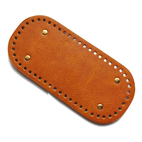25Colors Long Bottom for Knitted Bag PU Leather Bag Accessories Handmade Bottom With 52 Holes DIY Crochetbag Bottom 22x10cm brown 2