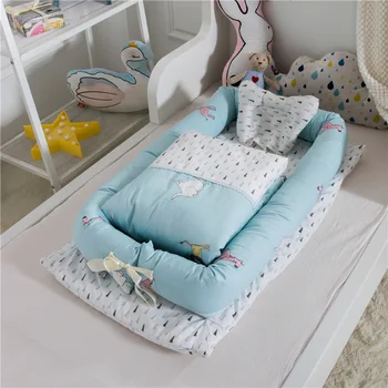 

90*55*15cm Portable With quilt Baby Nest Bed Travel Bed Infant Cotton Cradle Crib for Newborn Baby Bed Bassinet Room Decor