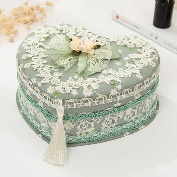 

Flower Lace Jewelry Storage Container Children Girl Necklace Ring Organizer Box Simple Girl Plate Cloth Organizer Box Gift Box