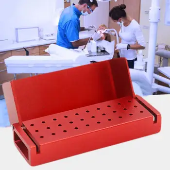 

30 Holes Aluminium Disinfection Box Case Dental Bur Autoclavable Disinfection Holder Dentist Burs Block Box Instrument Dent L8E7