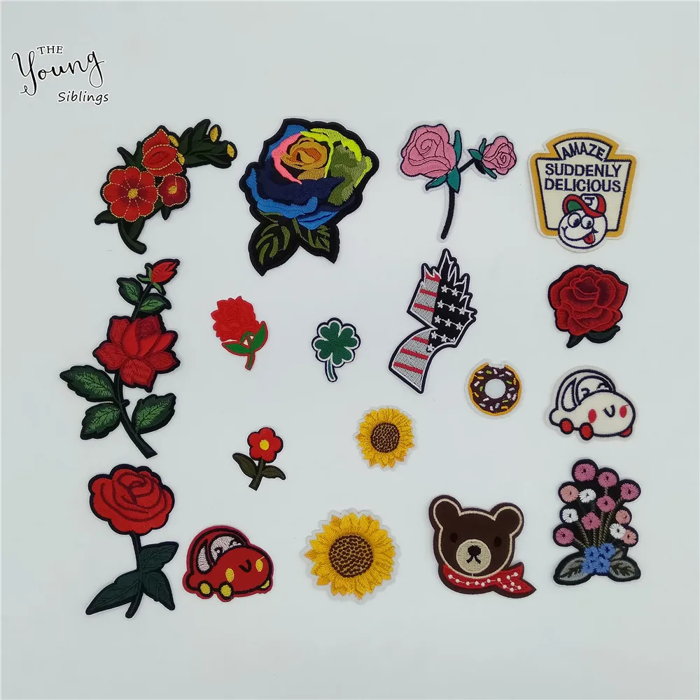 

New arrive Embroidery Applique Flower Hot melt adhesive Sewing Stripe Patch Badges DIY Iron on patch Kids Clothing Accessories