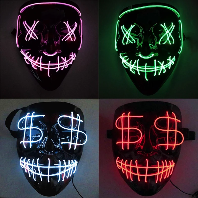 

Halloween LED Mask Light Up Party Mask Neon Cosplay Mascara Horror Mascarillas Glow In Dark Masque Halloween Props