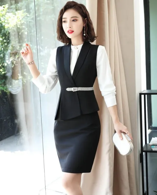 Navy vest and skirt Naviu, новая мода, женский жилет, высокое качество, жилет для формального офиса, для леди, Стильные топы, неустойчивая и рабочая одежда - Цвет: Navy vest and skirt